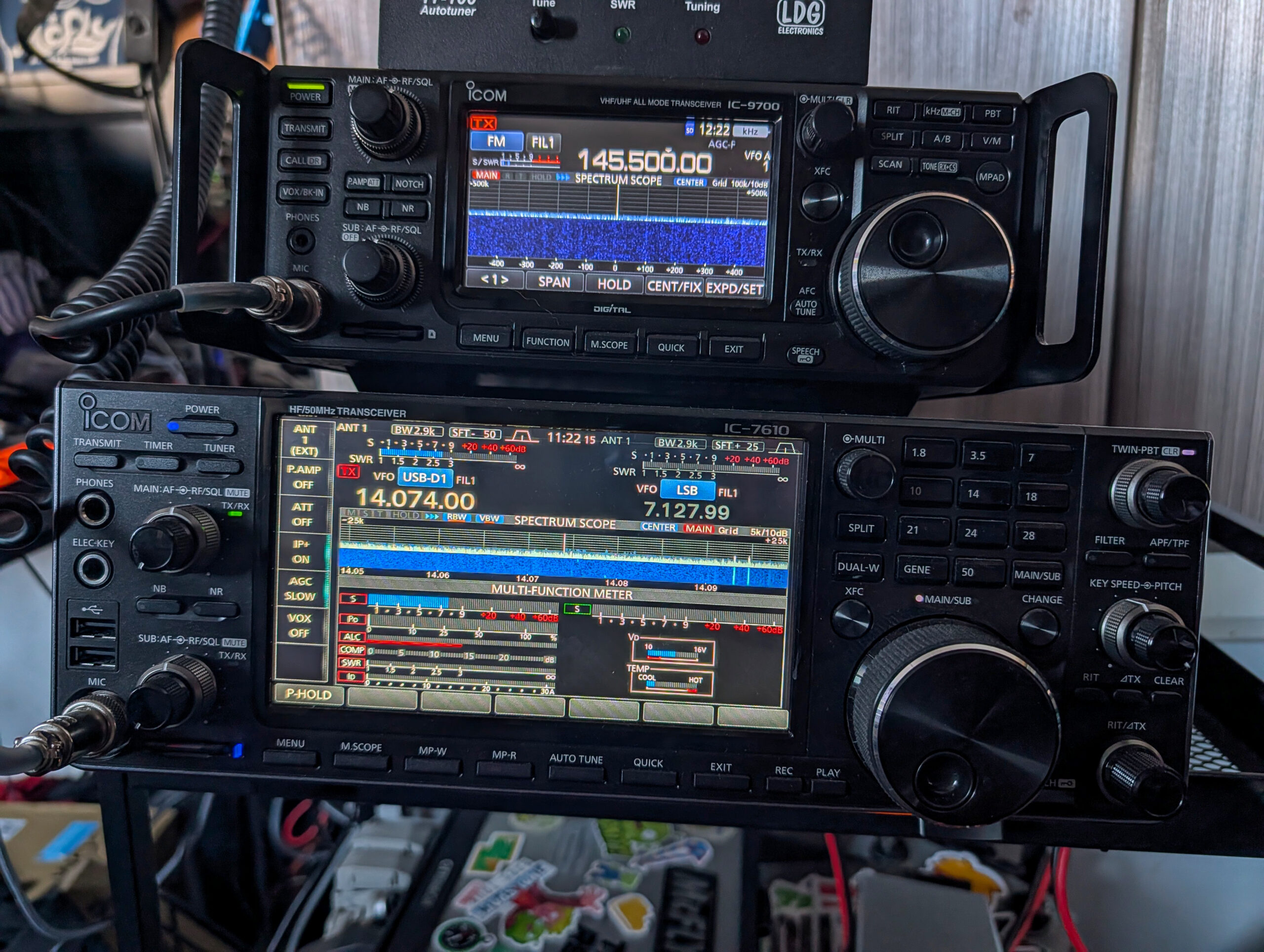 My Icom IC-7610 and IC-9700 home radio station